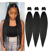 Braiding Hair Pre Stretched 24 inch 3 Packs Natural Black Easy Braid Synthetic Professional Soft ...