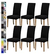 Dining Chair Cover,Dining Room Chair Covers Set of 6,Jacquard Stretch Kitchen Chair Cover,Detacha...