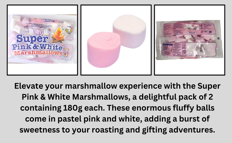 Super Pink White Marshmallows Colorful Treats BBQ gift Pack of 2 Smooth Treats Flavor Christmas 