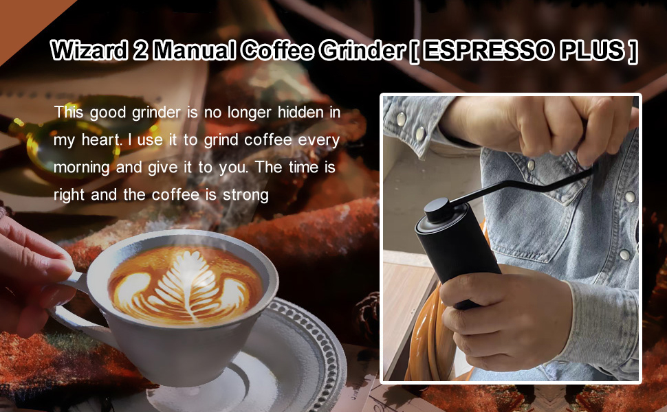 MAVO Wizard 2 MANUAL Coffee Grinder,Capacity 20g with CNC Stainless Steel Conical