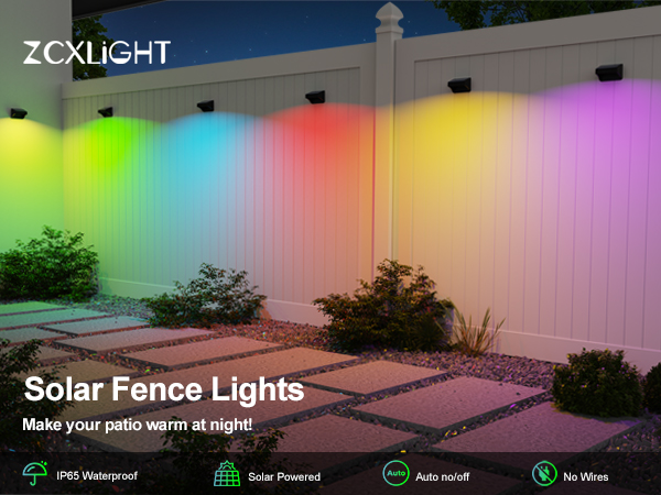 ZCXLIGHT Solar Fence Lights Outdoor,Fence Solar Lights