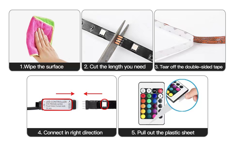 DANCINGBOAR LED Strip Lights 5m, 5050 RGB Color Changing LED TV