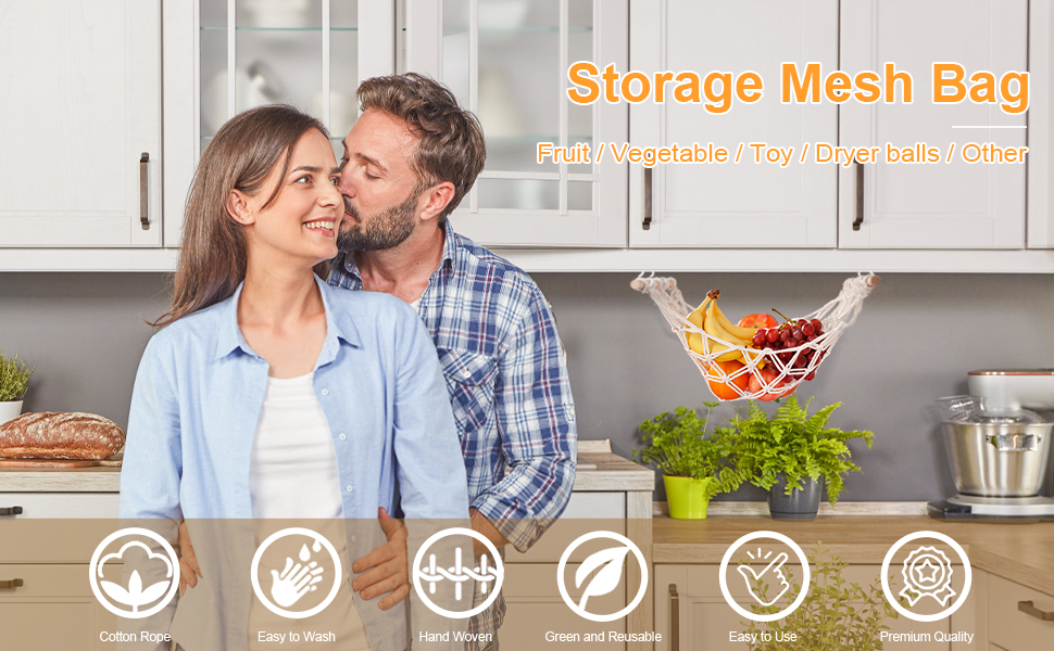 Hanging Fruit Hammocks, Fruit Hammock with 4 Hooks for