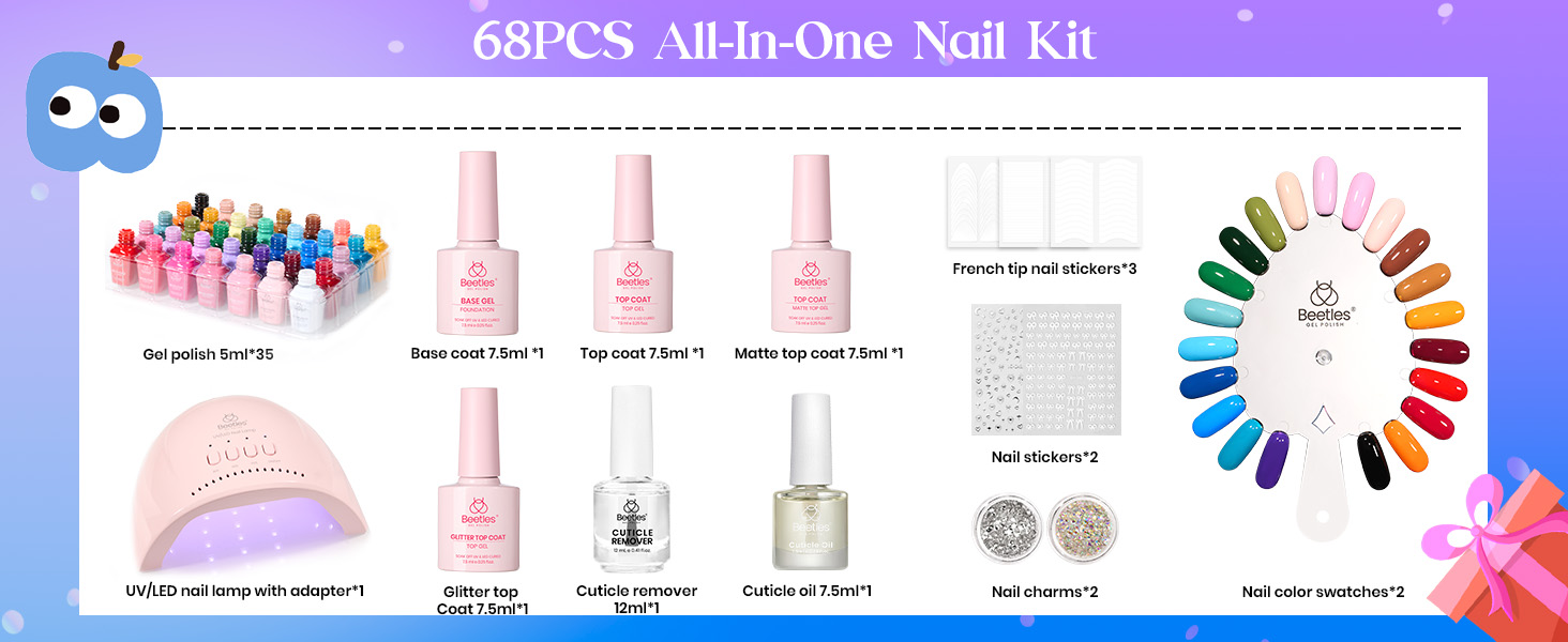 Gel Nail Polish Kit One Color One Bottle