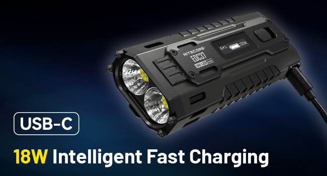 Nitecore EDC37 EDC Flashlight, 8000 Lumen Flat Shape USB-C