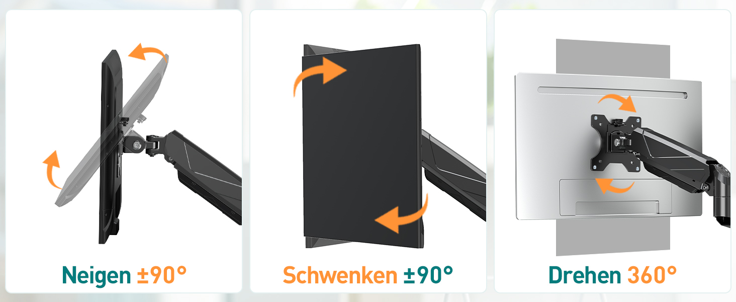 ELIVED Monitor Halterung 3 Monitore Gasdruckfeder 3 Monitorhalterung Neigbar Schwenkbar Drehbar