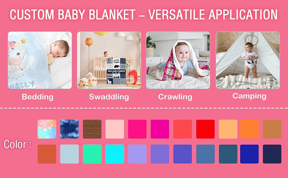 FESTIMAKE Personalized Baby Blanket with Name, Custom