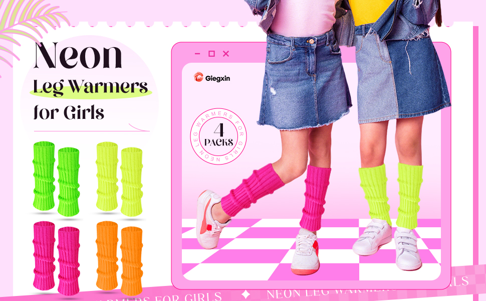 Amazon.com: Giegxin 4 Pairs Neon Leg Warmers for Girls
