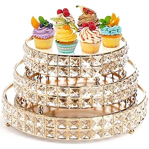 クリスタルデザートプレート 大 Amazon.com: Goaste 3 Pack Crystal Cake Display Stand with