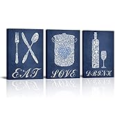sechars 3 Piece Kitchen Wall Art Eat Love Inspirational Quote Sign Restaurant Cafe Bar Decoration...
