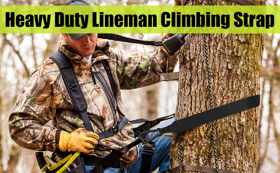 TOBWOLF Heavy Duty Lineman Belt Climbing Strap for Hunting, Adjustable Hanging Tree