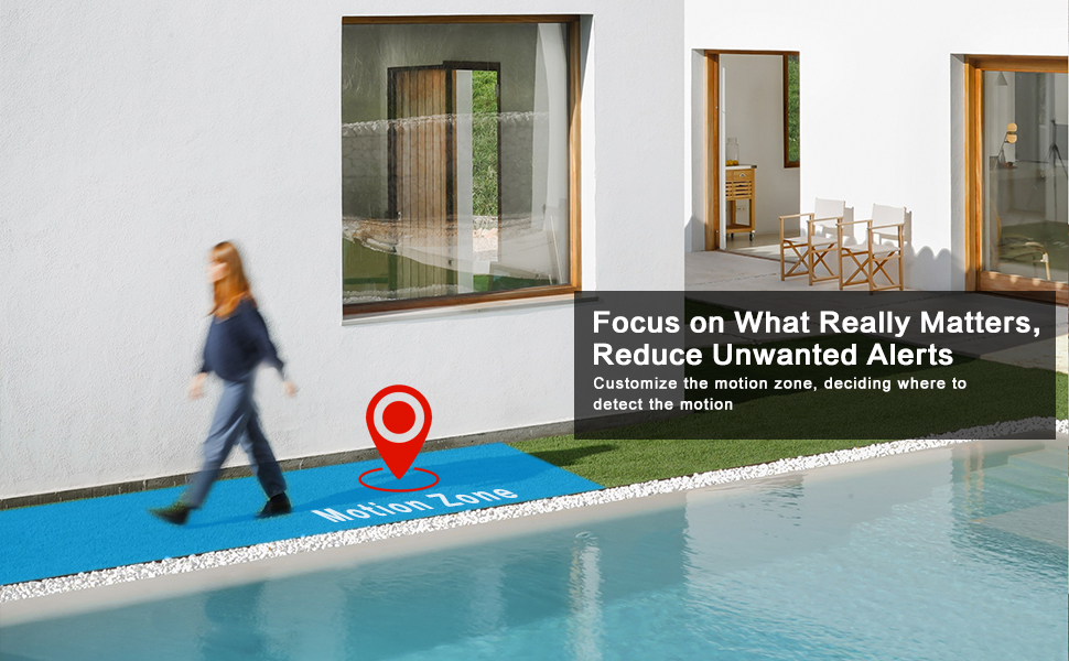 dual lens outdoor camera, customized zone setting