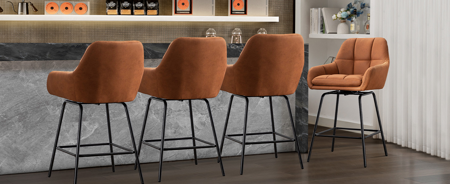 obmedin Counter Height Swivel Bar Stool Set of 4, 26" H