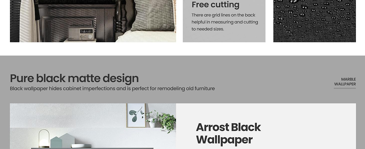 Decoroom Matte Black Contact Paper Peel and Stick, Vinyl Wrap Black