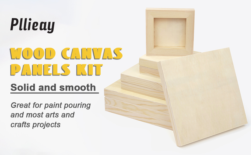 Pllieay 9 Pack 3 Sizes Wood Canvas Board, Unfinished Wood Cradled