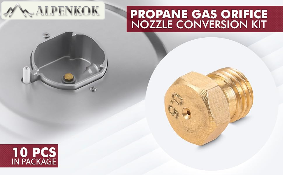 ALPENKOK 10Pcs Brass Jet Nozzle Propane Orifice Kit