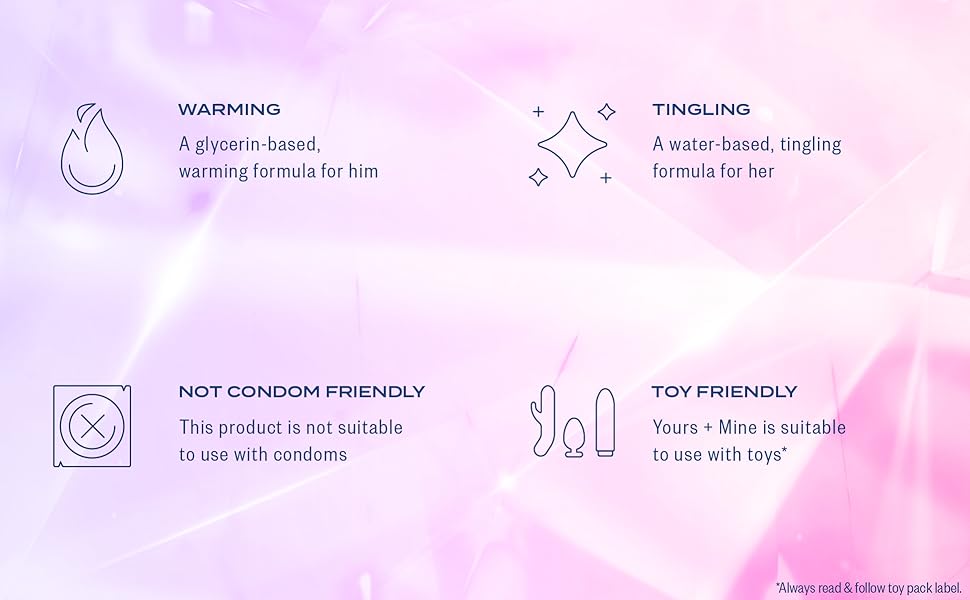 couples lubricants, warming and tingling. not condom friendly. toy friendly