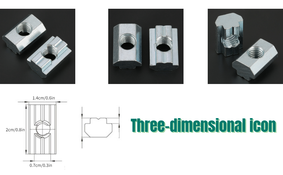 20pcs Écrou coulissant standard Écrou à glissière en T en acier au