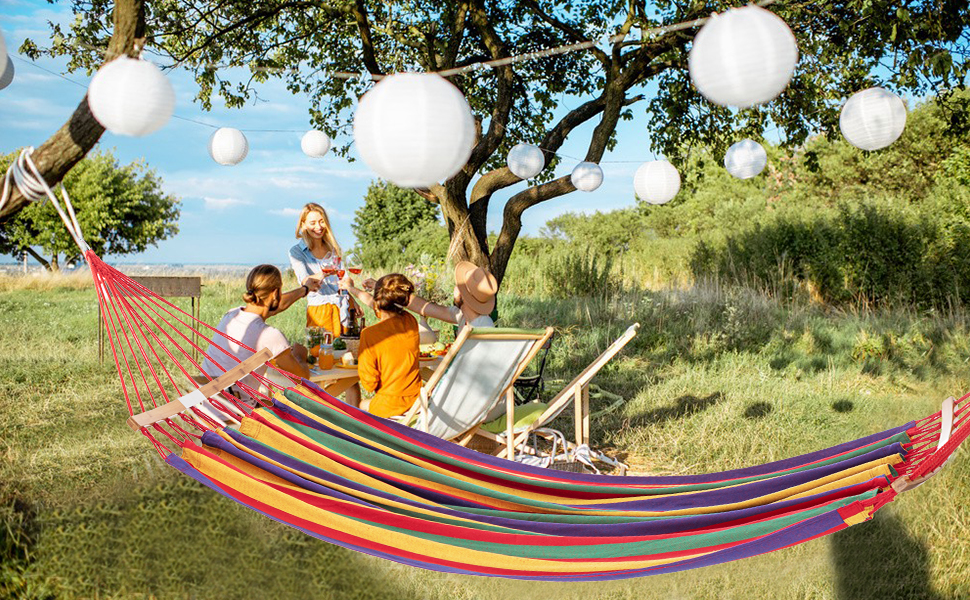 HBlife Hammock, Red 2 Person Cotton Canvas Portable