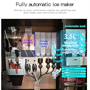 Ice Dispensing: The machine is equipped with an ice dispenser that can be adjusted