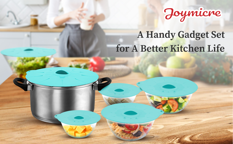 Joymicre Universal Silicone Lids, Silicone Covers for Food