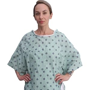 royal print hospital gown with IV snaps