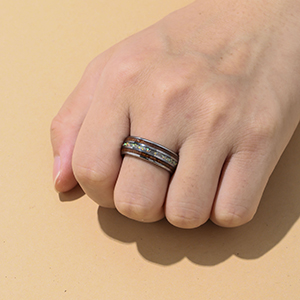NUNCAD Anillo Hombre/Mujer con Shell + Madera/Ópalo de ...