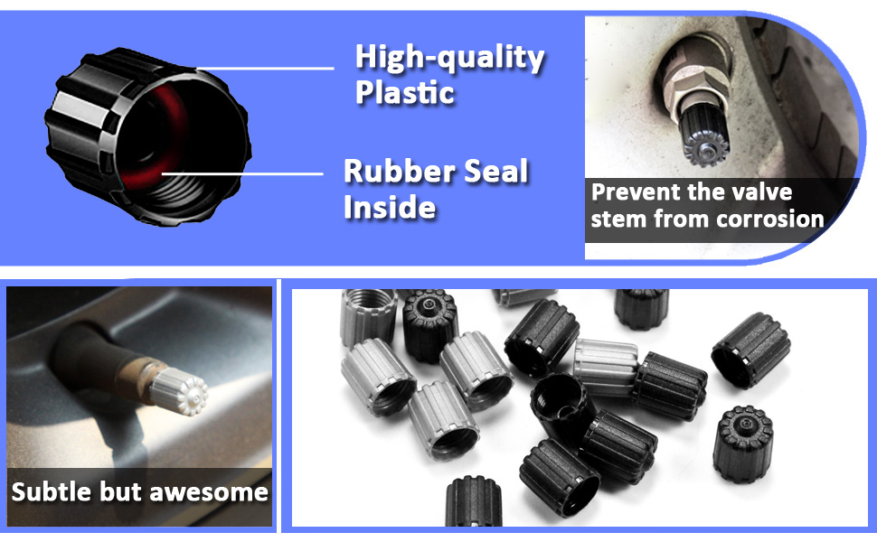 Dsycar 30 Pcs Tire Valve Caps, Plastic Valve Stem Caps with Rubber Seal, Universal