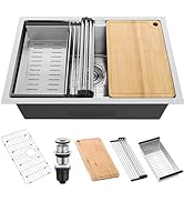 27x18Inch Undermount Kitchen Sink, Herogo Stainless Steel Single Bowl Kitchen Workstaion Sink Bas...
