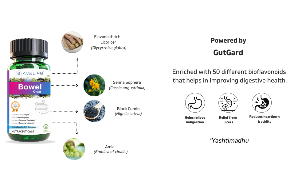 Buy Avalife Bowel Clear60 veg capsules Goodness of Licorice, Senna