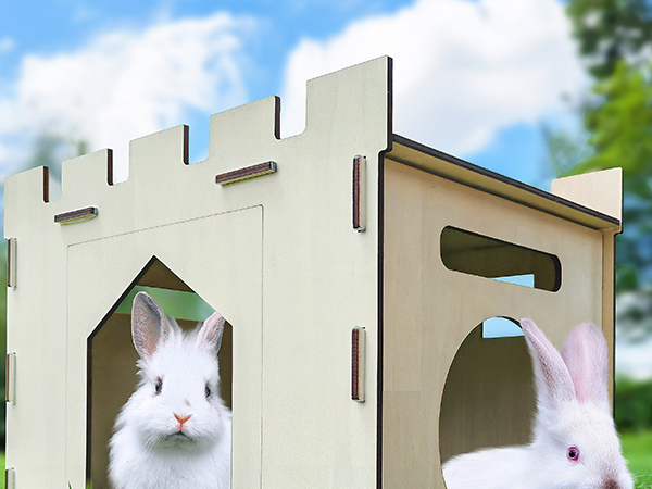 y⭐︎Rabbit HIIMALEX Sturdy Bunny House with Spacious Perch Hidey