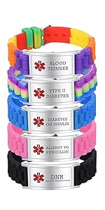 Silicone Sport Medical Alert ID Bracelet for Men