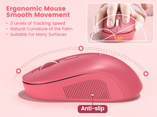 Ergonomic mouse is comfortable to hold and moves very smoothly
