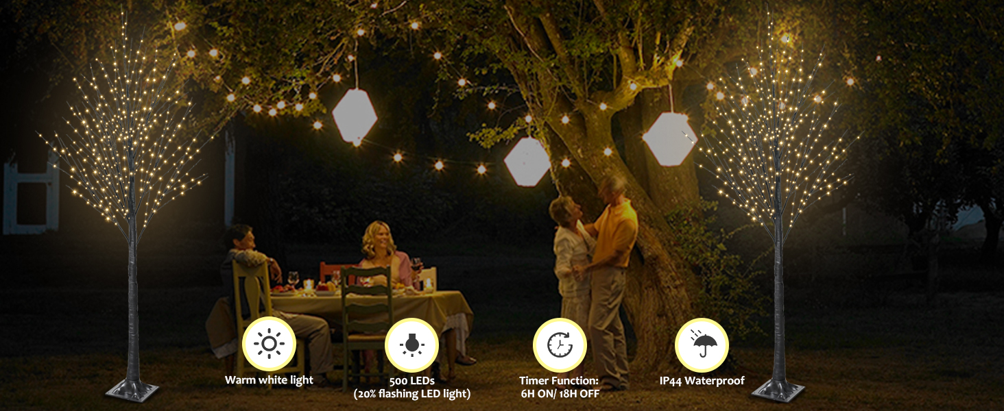 Lighted tree for outside