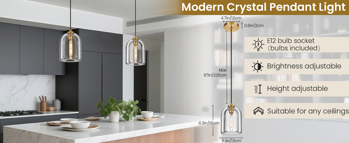 Modern crystal pendant light