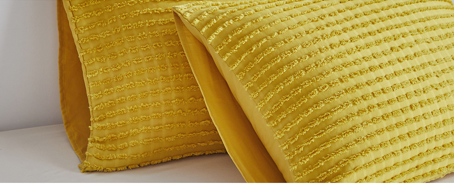 WARMDERN King Comforter Set Yellow Boho Stripe Comforter