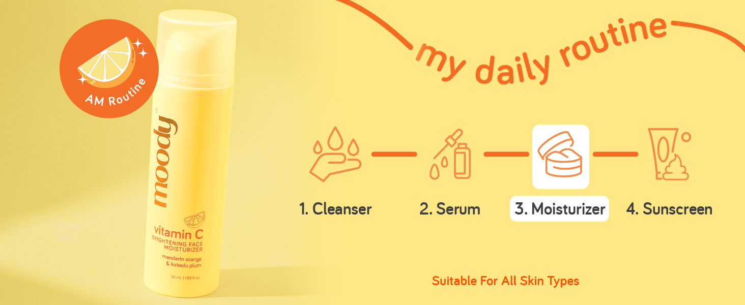 Moody Vitamin C Face Cream Serum Moisturizer For Glowing Skin with Niacinamide & Alpha Arbutin