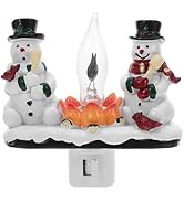 Ciieeo Snowman LED Night Light with Campfire Flickering Effect Plug in Christmas Decoration for I...