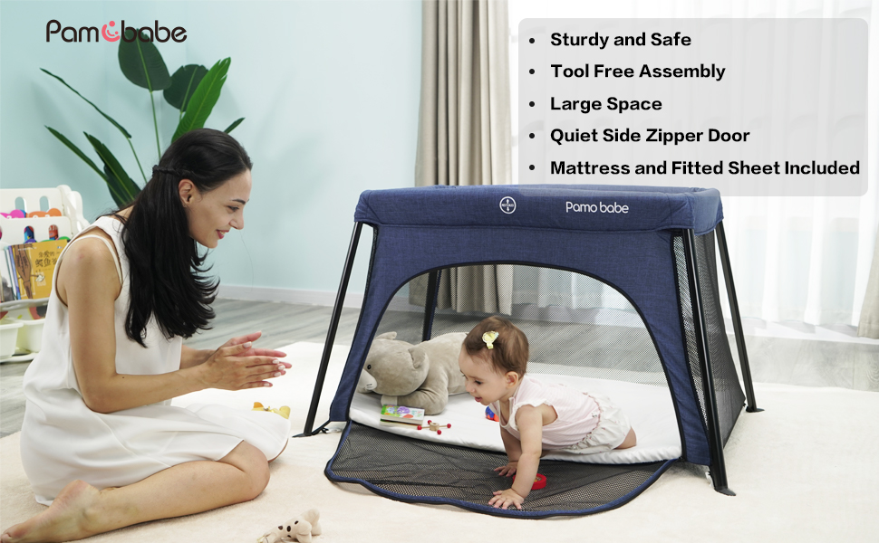 Pamo babe Lightweight Travel Crib, Portable and Easy to