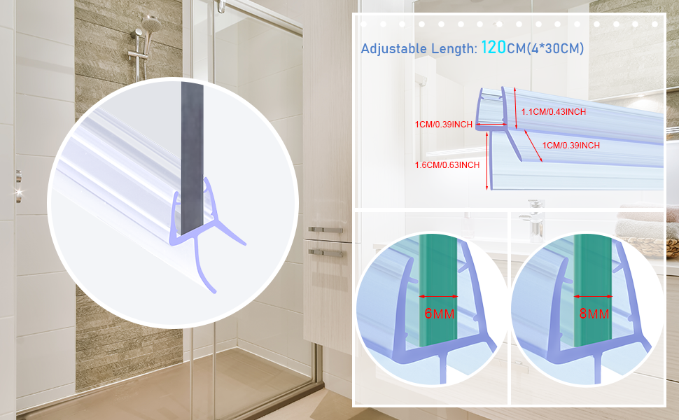 Howala 4Pcs Shower Screen Seal Strip 68mm Shower Door Seal Strip up to