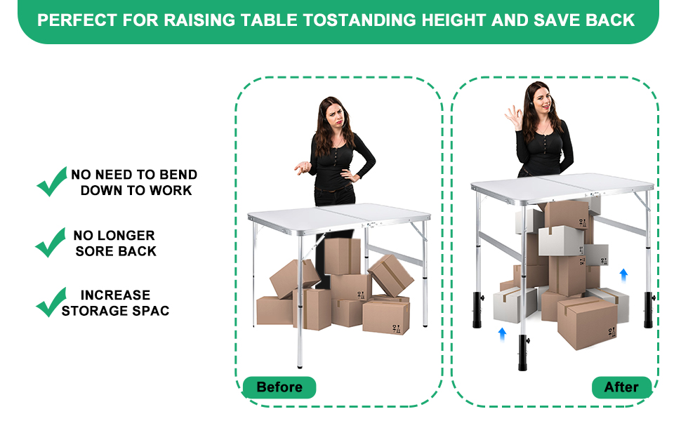 Runspich Folding Tables Adjustable Table Leg Extenders and
