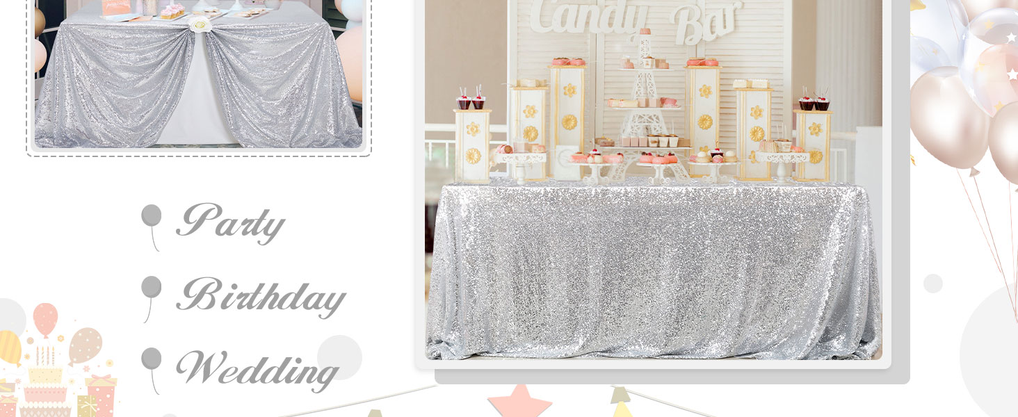 Silver Sequin Tablecloth