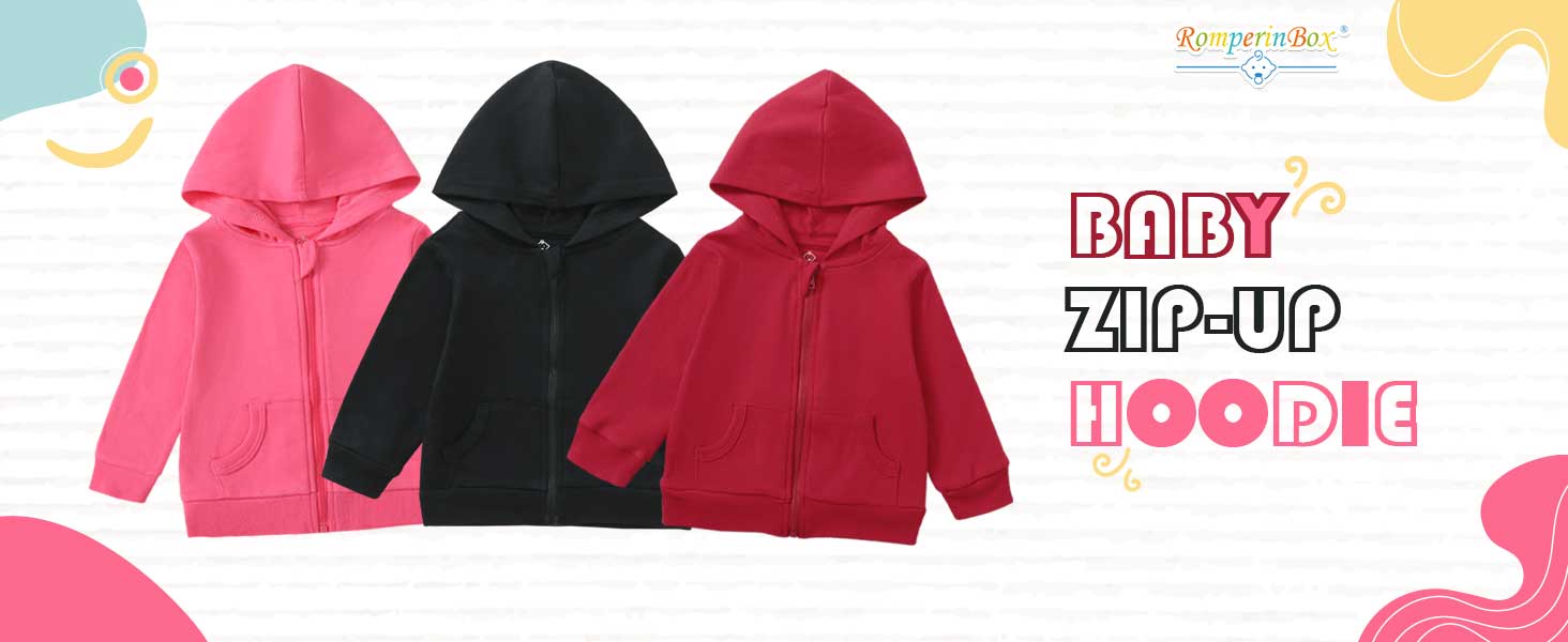 RomperinBox Baby Hoodie for Boy Girl, Full Zip-up Lightweight Thin Jackets