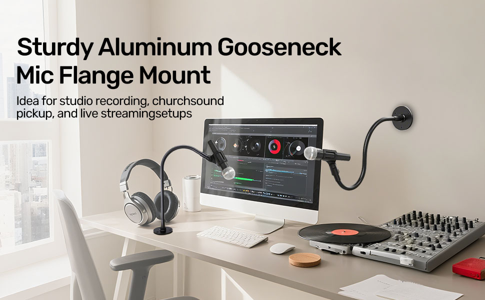 Sturdy Aluminum Gooseneck Mic Flange Mount