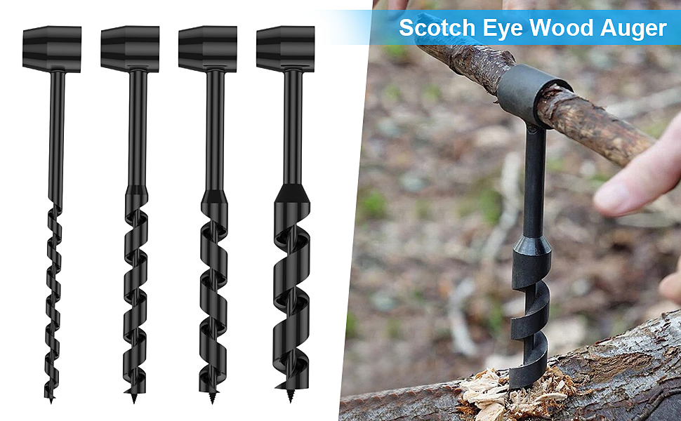 Hand Auger Wood Drill,Bushcraft Hand Auger Wrench Scotch Eye Wood Auger