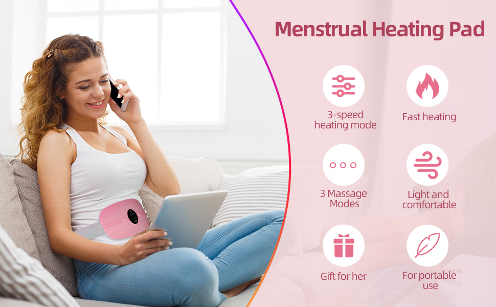 HZD Period Heating Pad for Cramps, Portable Menstrual