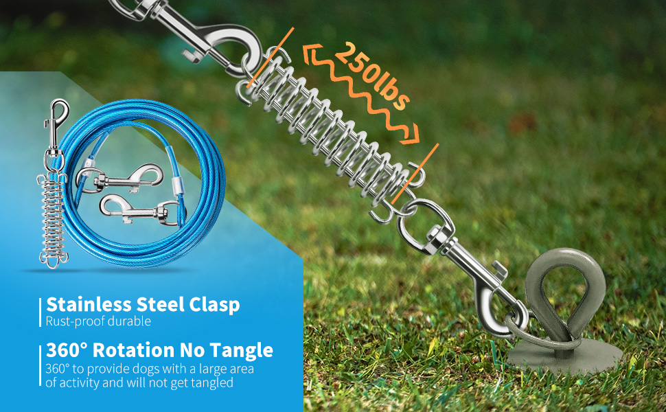 hyhjh Dog Tie Out Cable for Dogs, 30 FT Dog Lead Cable