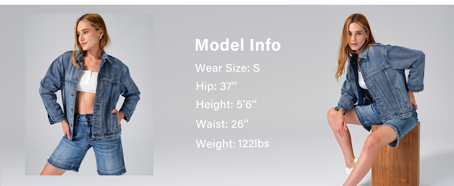 Oversized Button Long Sleeve Washed Jean