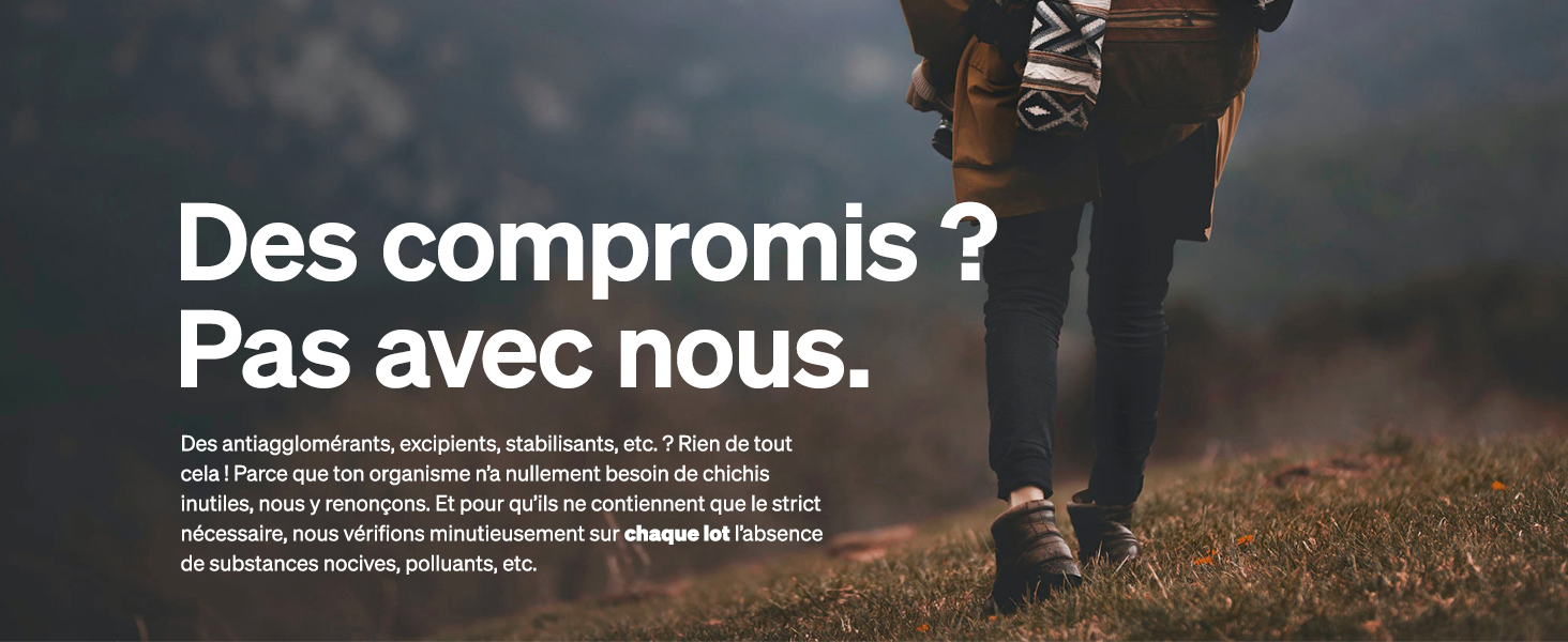 une personne marchant dans un champ avec un texte qui se lit comme suit : « Un compromis ? non, c'est le cas, par exemple, et une femme marchant dans un champ avec un texte qui se lit comme suit : «