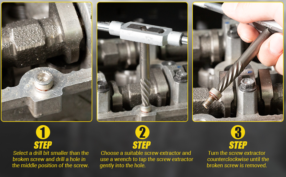 Topec Screw Extractor Set, 7PCS Easy Out Bolt Extractor Set, Stripped Screw Extractor for Broken